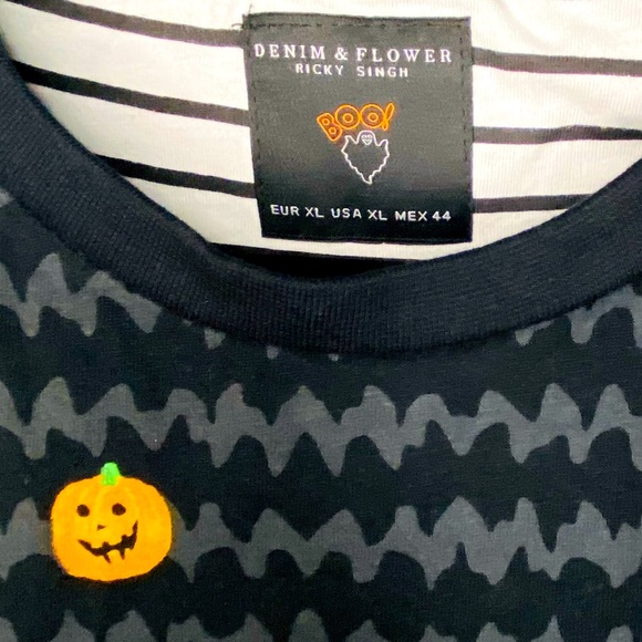 DENIM & FLOWER Ricky Singh Spooky Jack-o’-lantern Halloween T-Shirt Men’s Sz XL - Picture 3 of 4
